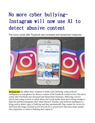 No more cyber bullying: Instagram will now use AI to detect abusive content