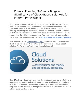 Significance of Cloud-Based solutions for Funeral Professionals