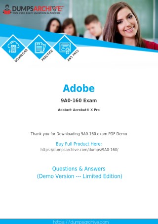 ACE 9A0-160 PDF - Adobe 9A0-160 PDF Questions - DumpsArchive