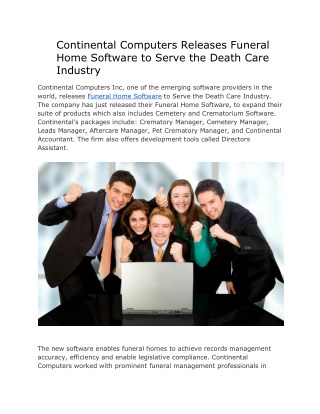 Continental Computers Releases Funeral Home Software to Serve the Death Care Industry