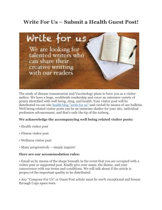 Write For Us – Submit a Health Guest Post!