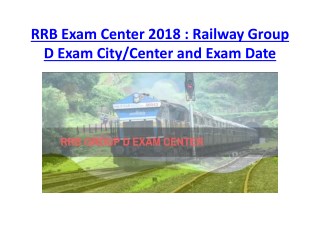 RRB Group D Exam City/Center and Exam Date