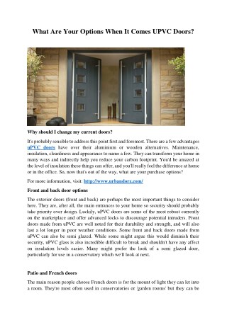 What Are Your Options When It Comes UPVC Doors?