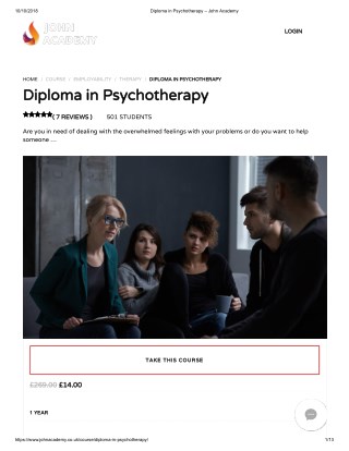 Diploma in Psychotherapy - John Academy