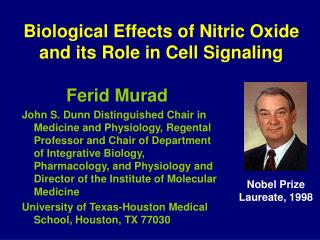 Biological Effects of Nitric Oxide and its Role in Cell Signaling