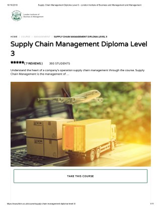 Supply Chain Management Diploma Level 3 - LIBM