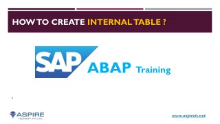 How To Create Internal Table in SAP ABAP - SAP ABAP Training | Aspire Techsoft