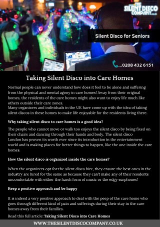 Taking Silent Disco into Care Homes - The Silent Disco Company