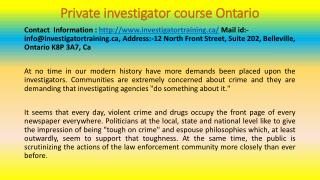 Private investigator course Ontario