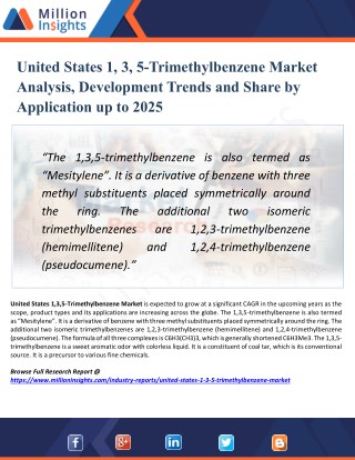 United States 1,3,5-Trimethylbenzene Market Manufacturers Analysis, Segmentation and Application by Types up to 2025