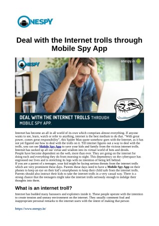 Deal with the Internet trolls through Mobile Spy App
