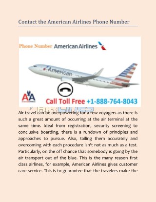 Contact the American Airlines Phone Number