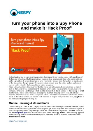 Turn your phone into a Spy Phone and make it ‘Hack Proof’
