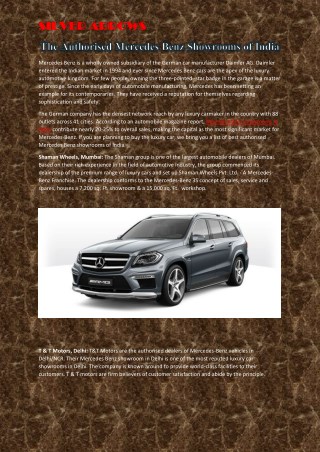 The Authorised Mercedes Benz Showrooms of India