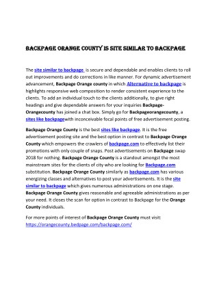 Backpage Orange County is site similar to backpage