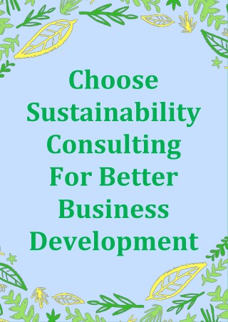 Choose Sustainability Consulting For Better Business Development