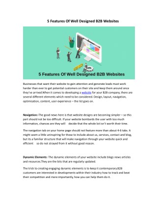 5 Features Of Well Designed B2B Websites
