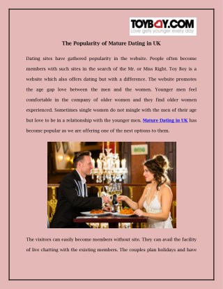 The Popularity of Mature Dating in UK