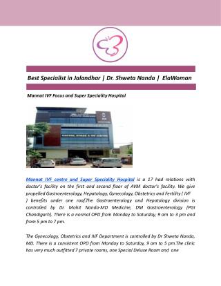 Best specialist in Jalandhar | Dr. Shweta Nanda | ElaWoman