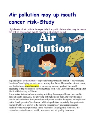 Air pollution may up mouth cancer risk: Study