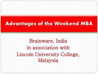 Advantages of the Weekend MBA Programme from Brainware