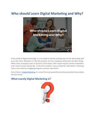 Who should Learn Digital Marketing and Why?