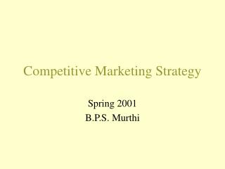 Competitive Marketing Strategy