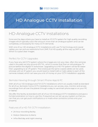 HD Analogue CCTV Installation Eastbourne | T-Smart Technology