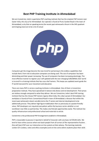 Best PHP Training Institute in Ahmedabad