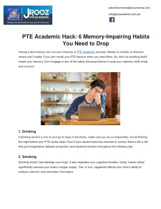 PTE Academic Hack: 6 Memory-Impairing Habits You Need to Drop