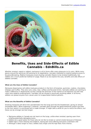 Benefits, Uses and Side-Effects of Edible Cannabis - EdnBills.ca