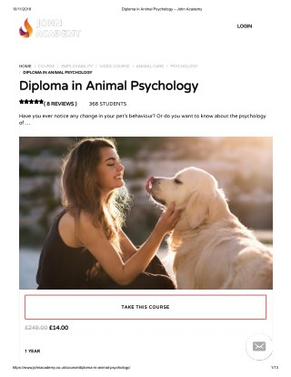 Diploma in Animal Psychology - John Academy