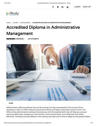 Accredited Diploma in Administrative Management - istudy