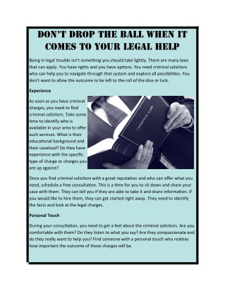 Don’t Drop the Ball when it Comes to your Legal Help