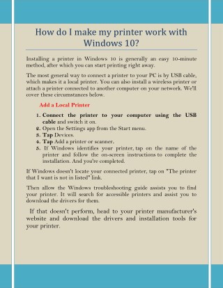 I make my printer work with Windows 10