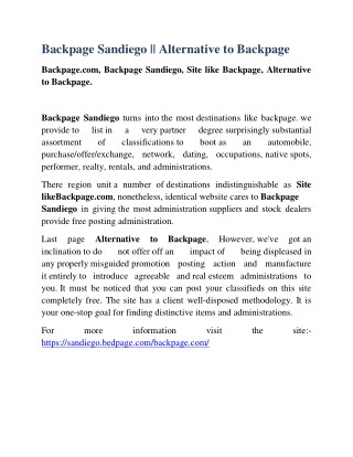 Backpage Sandiego || Alternative to Backpage
