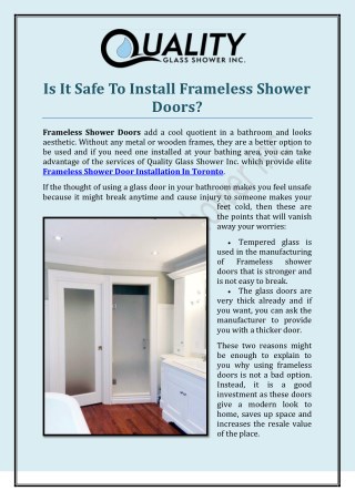 Is It Safe To Install Frameless Shower Doors?