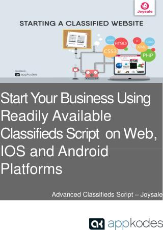 Start Your Business Using Readily Available Classifieds Script on Web, IOS and Android Platforms