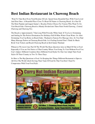 Best Indian Restaurant in Chaweng Beach