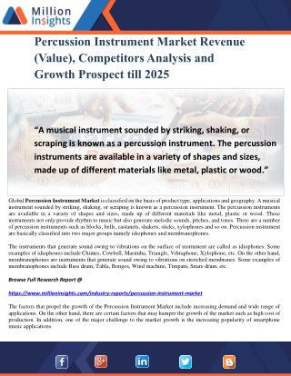 Percussion Instrument Market Revenue (Value), Competitors Analysis and Growth Prospect till 2025