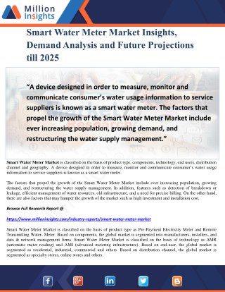 Smart Water Meter Market Insights, Demand Analysis and Future Projections till 2025