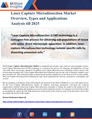 Laser Capture Microdissection Market Overview, Types and Applications Analysis till 2025