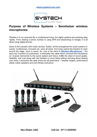 Purpose of Wireless Systems