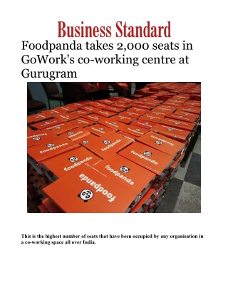 Foodpanda takes 2,000 seats in GoWork's co-working centre at Gurugram