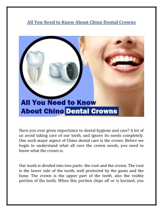All You Need to Know About Chino Dental Crowns