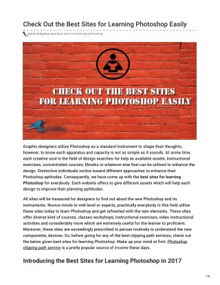 Recognize The Best Sites for Learning Photoshop Smartly