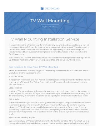 TV Wall Mounting East Sussex | T-Smart Technology