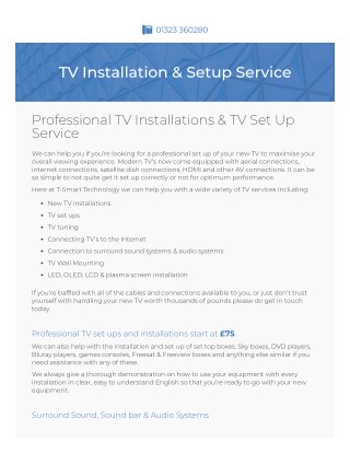 TV Installations & Setup Service Eastbourne | T-Smart Technology