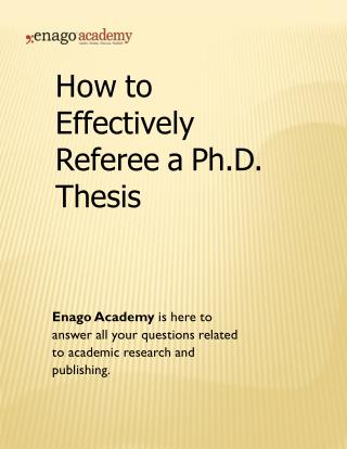 How to Effectively Referee a Ph.D. Thesis - Enago Academy