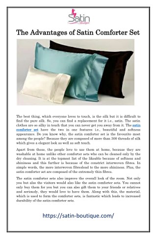The Advantages of Satin Comforter Set